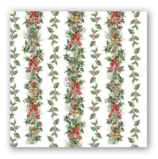 Cocktail Paper Napkins, Holiday Garland 25cm